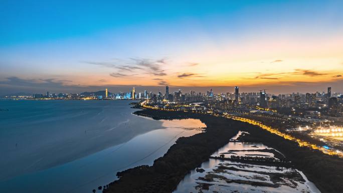 深圳湾红树林日落延时摄影素材