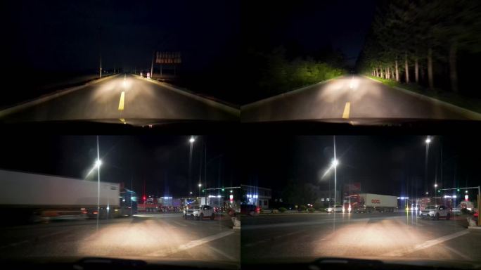 夜景乡村道路和车水马龙的国道