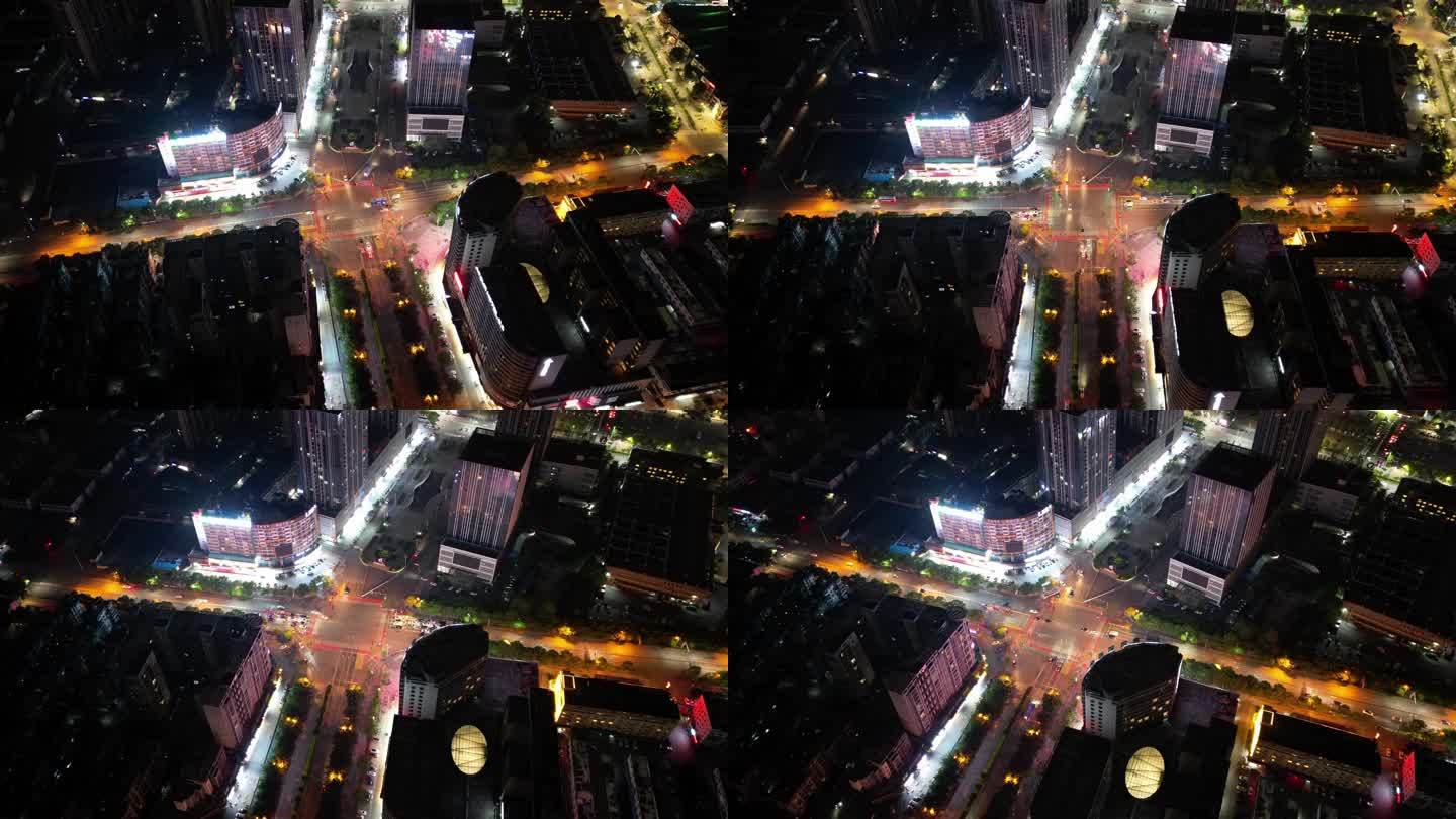 桂林北站路口夜景延时航拍