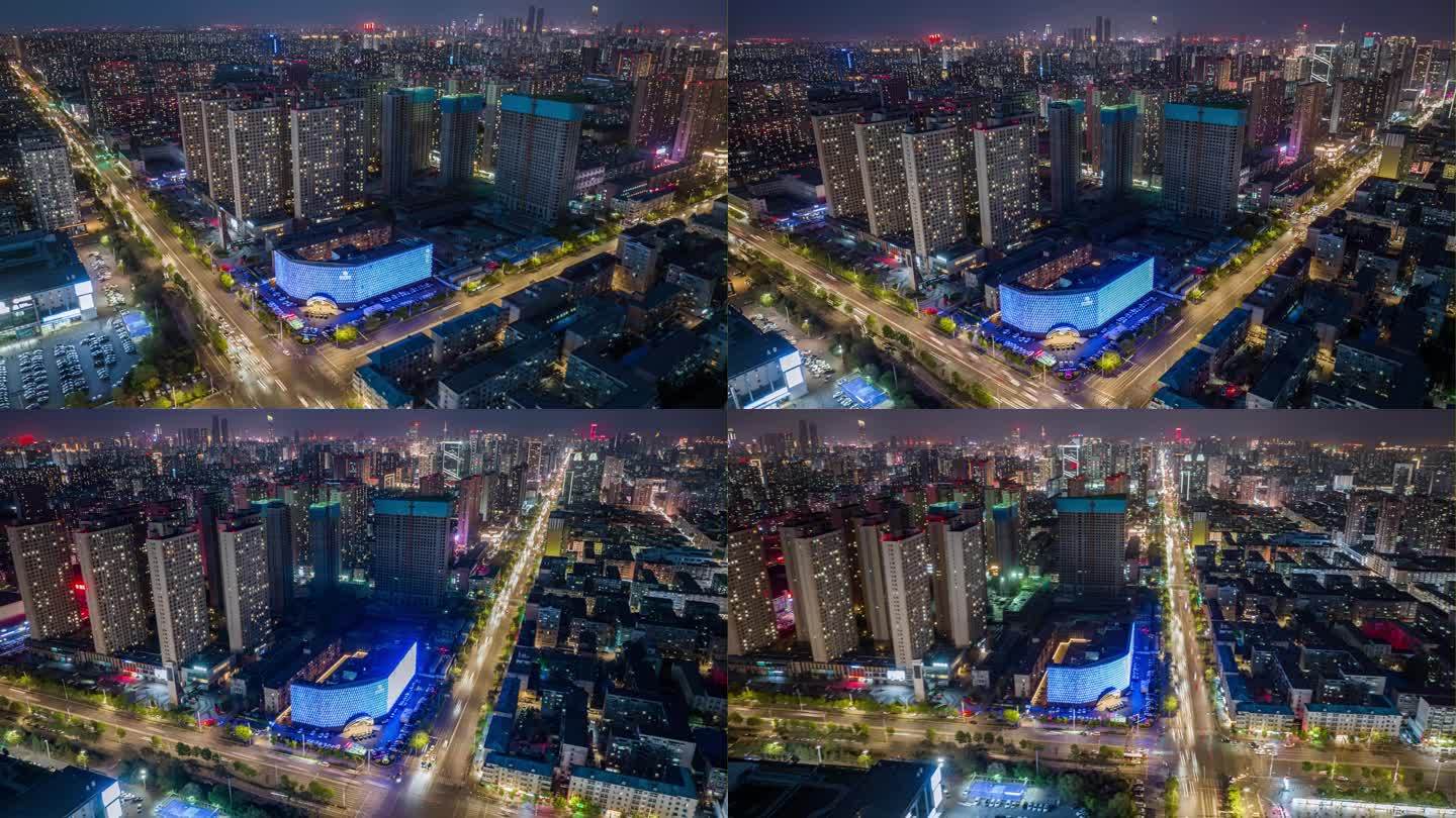 沈阳铁西区城市夜景航拍延时