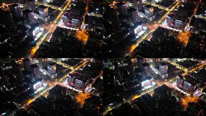 桂林北站十字路口夜景延时航拍