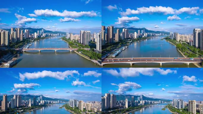 福州闽江大桥至中洲岛大范围延时航拍4K