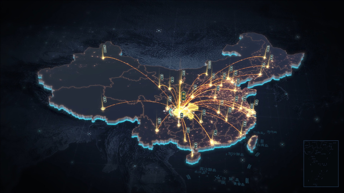 重庆辐射全国黑金三维区位地图