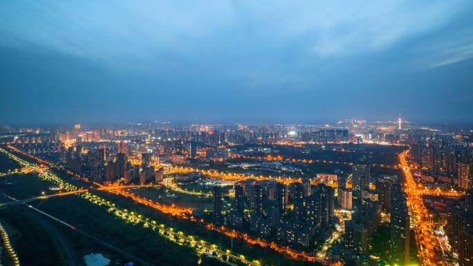 六安市夜景航拍延时