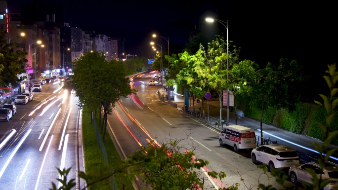 城郊道路车流延时