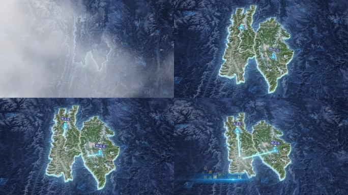 迪庆自治州-光线汇聚写实地图
