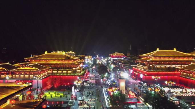 西安城市地标大唐不夜城夜景