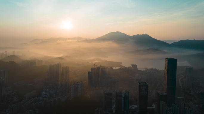 粤港澳大湾区深圳梧桐山云雾延时摄影