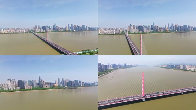 杭州西兴大桥 钱塘江航拍