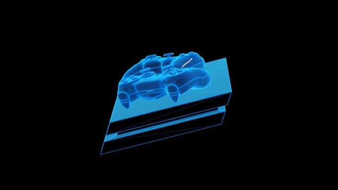 索尼PS游戏机蓝色科技线条通道素材