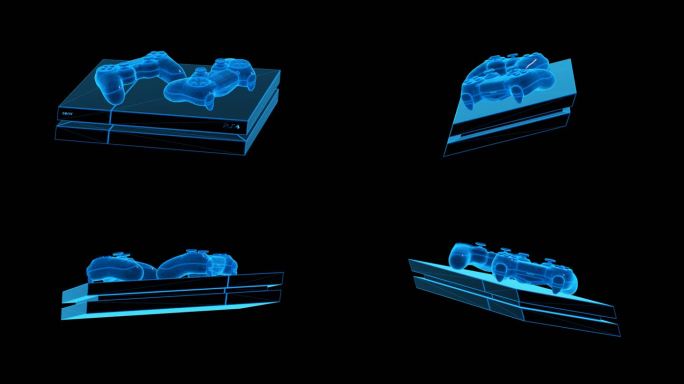 索尼PS游戏机蓝色科技线条通道素材