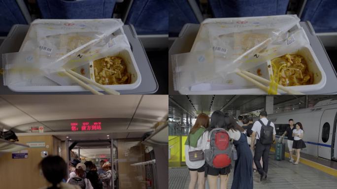 广州南站乘客高铁站旅客窗外盒饭
