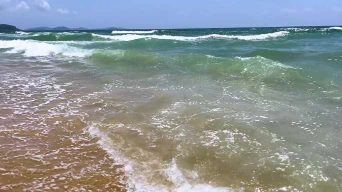 4k海浪沙滩 礁石 海浪声