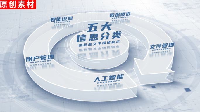 5-白色三维立体分类展示ae模板包装五