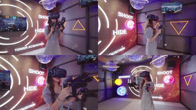 【4K】美女玩VR游戏虚拟现实调色