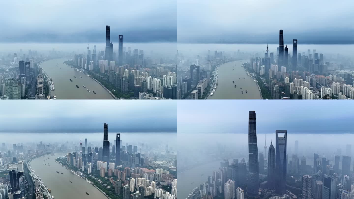 上海阴天 上海云雾 陆家嘴 黄浦江 发展