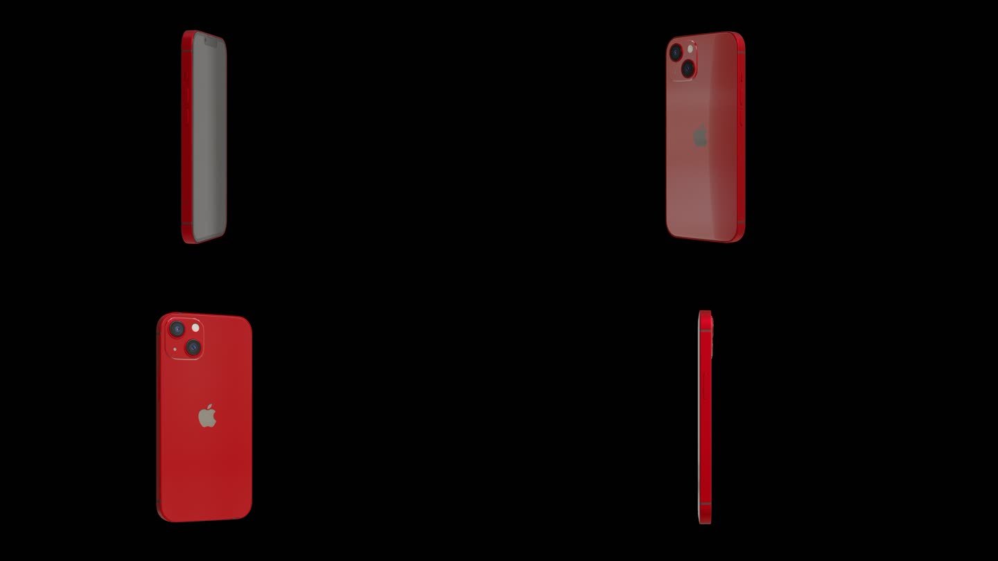 苹果iPhone 13红色手机透明背景