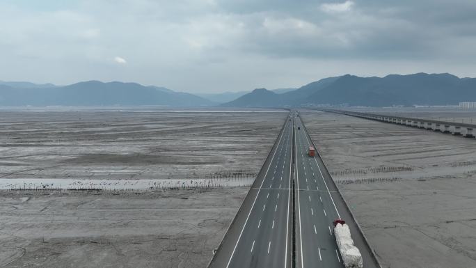 宁德滨海特大桥航拍跨海大桥沈海复线高速路