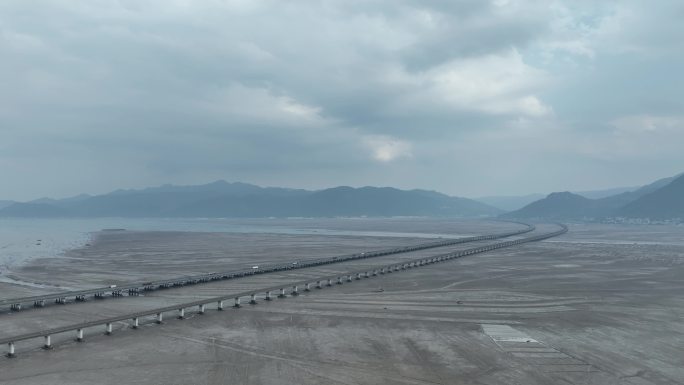 跨海大桥航拍宁德滨海特大桥沈海复线高速路