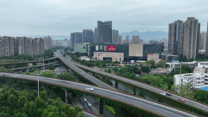 福州仓山区金山爱琴海商圈航拍城市景观