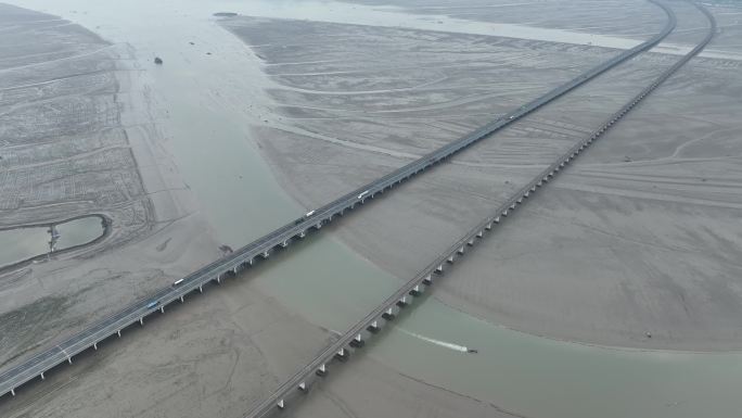 宁德滨海特大桥航拍跨海大桥沈海复线高速路