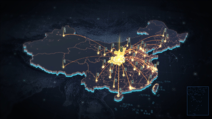 陕西辐射全国黑金三维区位地图