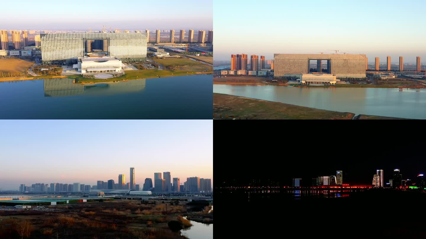 4K傍晚下的苏州锦江国际酒店高铁新城夜景