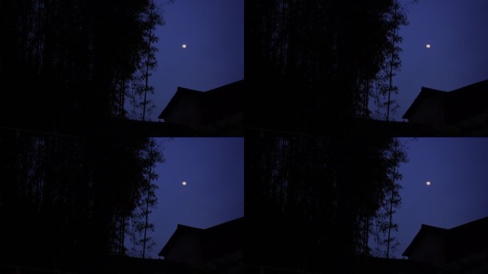 宁静农村夜空月亮夜景