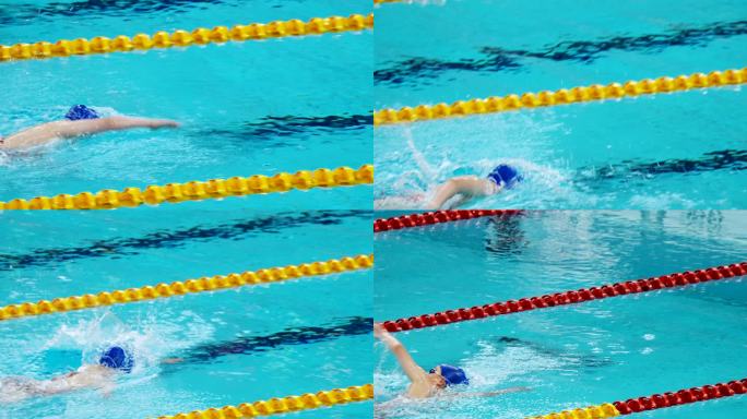 水立方国家游泳中心女子自由泳比赛的女孩