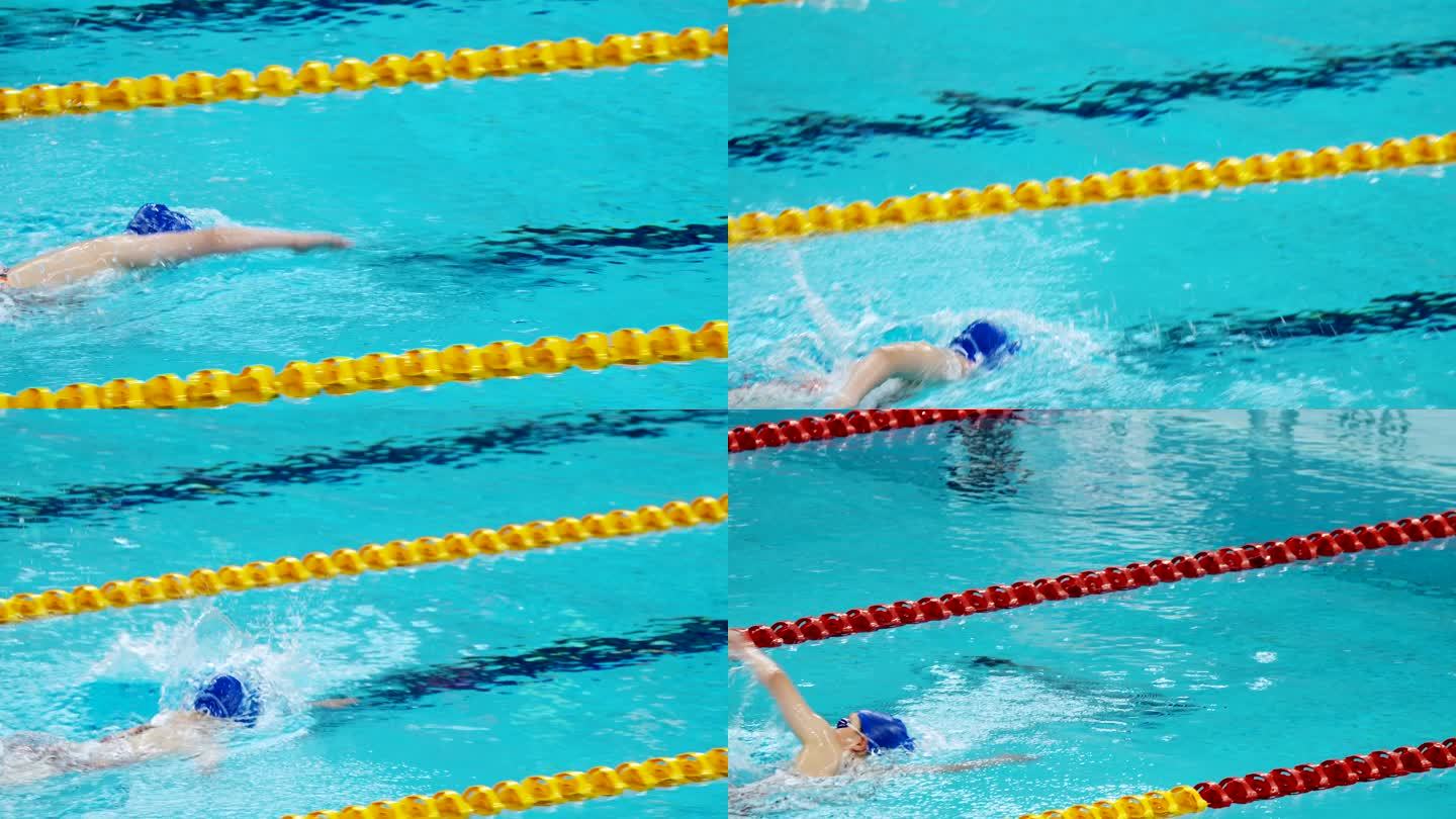 水立方国家游泳中心女子自由泳比赛的女孩