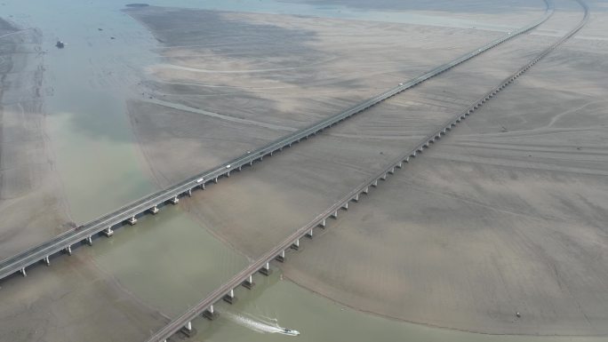 跨海大桥航拍宁德滨海特大桥延时铁路高速路