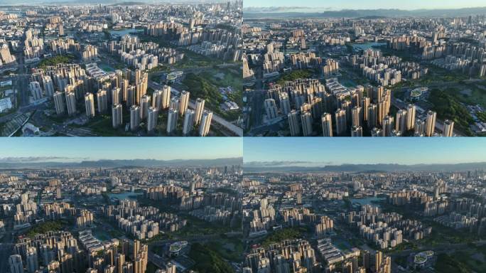福州晋安区高视角航拍城市高楼天际线景观