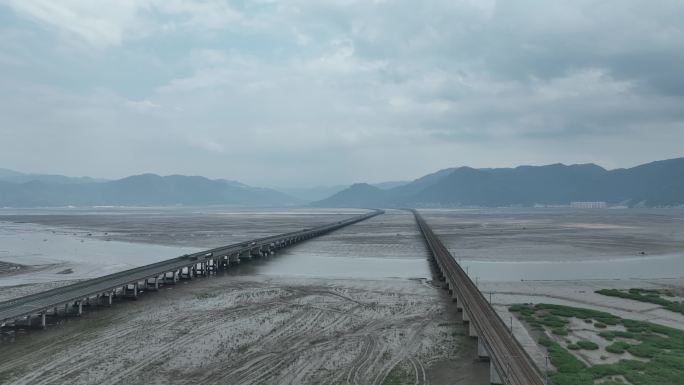 宁德滨海特大桥航拍跨海大桥沈海复线高速路