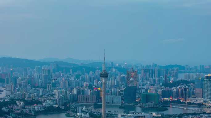 8k珠海/澳门旅游塔/澳门夜景航拍延时