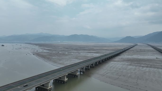 宁德滨海特大桥航拍跨海大桥沈海复线高速路