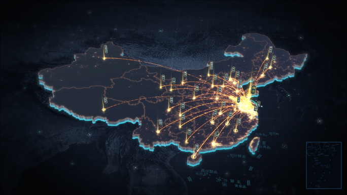 江苏辐射全国黑金三维区位地图