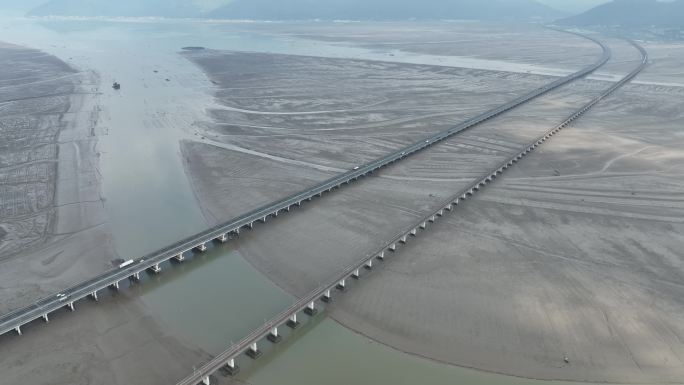 跨海大桥航拍宁德滨海特大桥沈海复线高速路