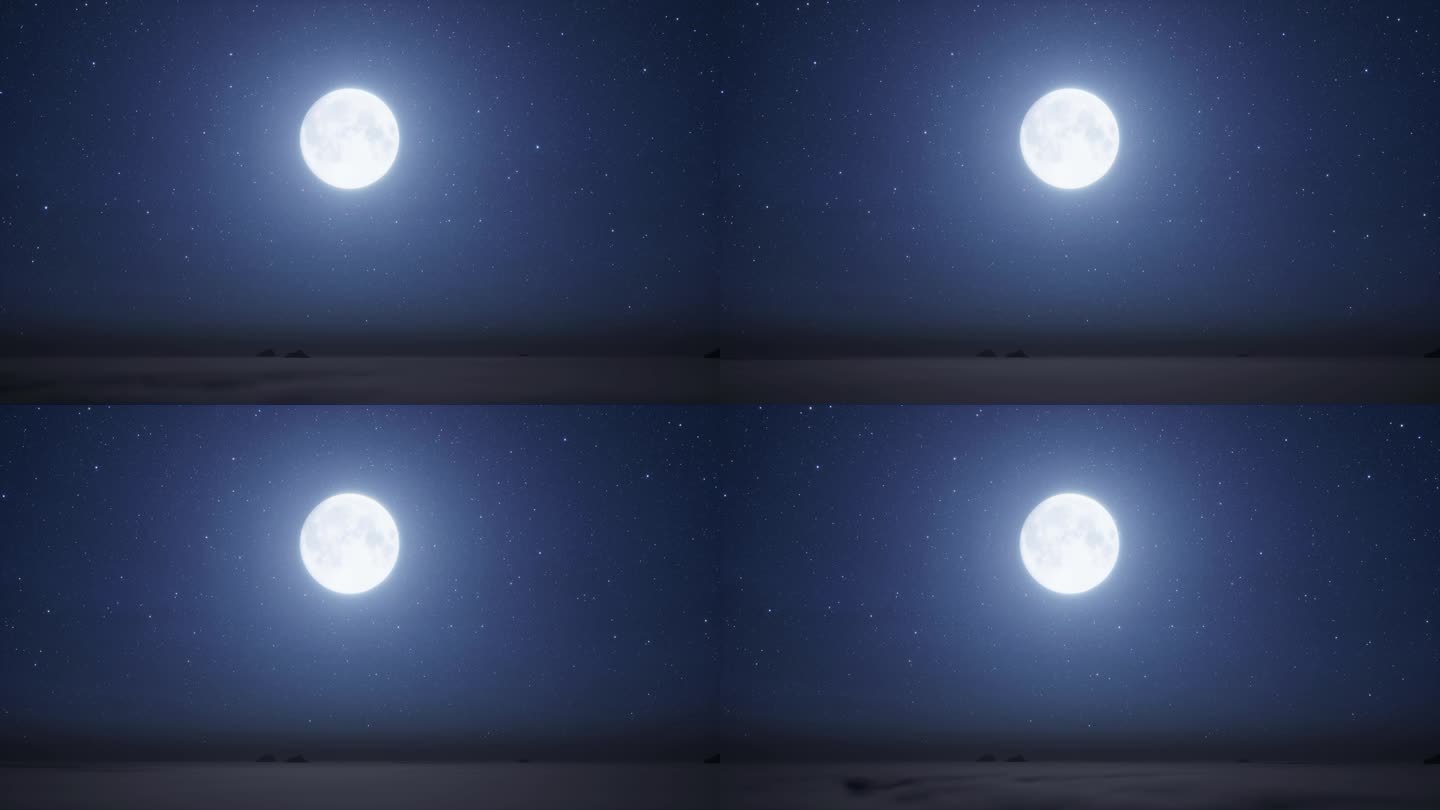 圆月月亮高挂天空夜晚夜空氛围舞台大屏2