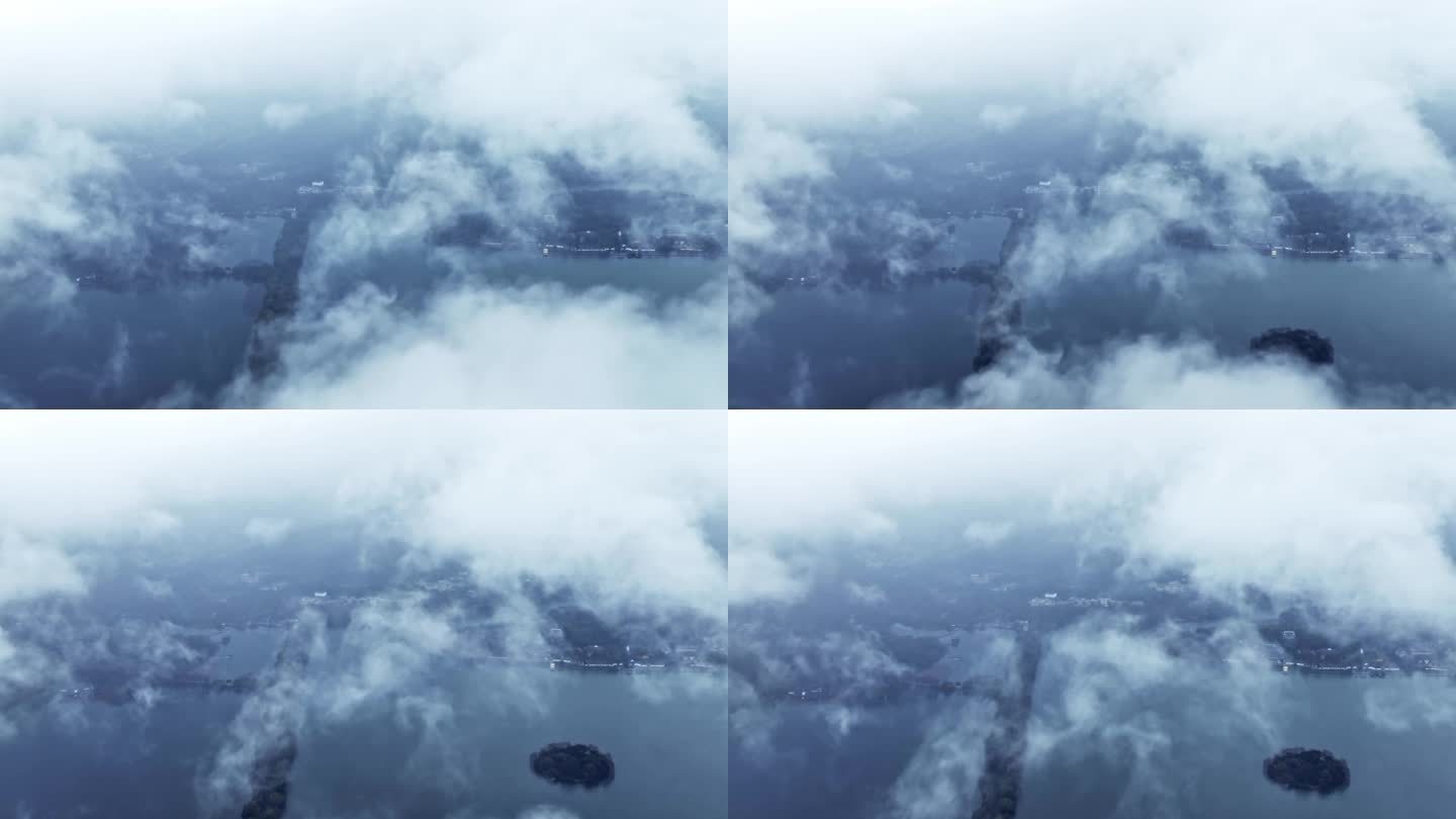 4K航拍西湖云端