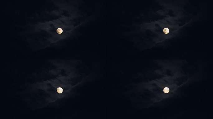 云层后面的月亮圆月