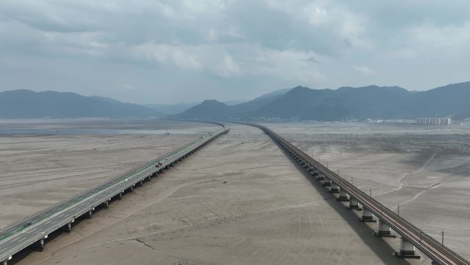 宁德滨海特大桥航拍跨海大桥沈海复线高速路