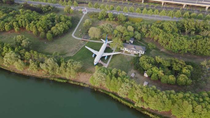 航拍石湖景区航空乐园4K