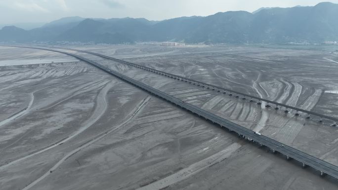 跨海大桥航拍宁德滨海特大桥沈海复线高速路