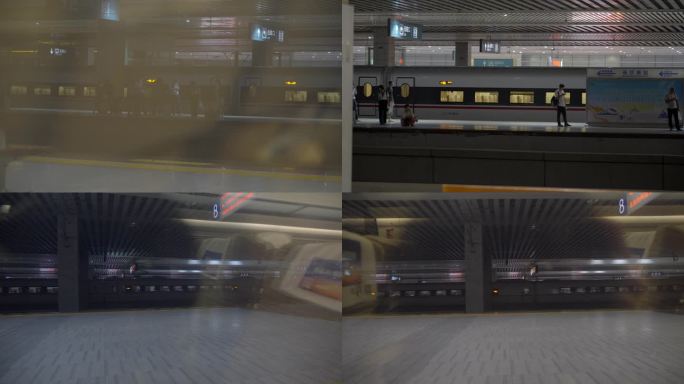 长沙南站乘客高铁站旅客窗外