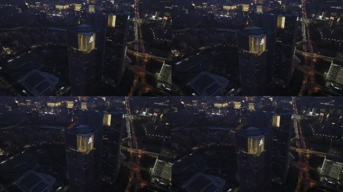 郑州东站摩天大楼城市天际线建筑夜景