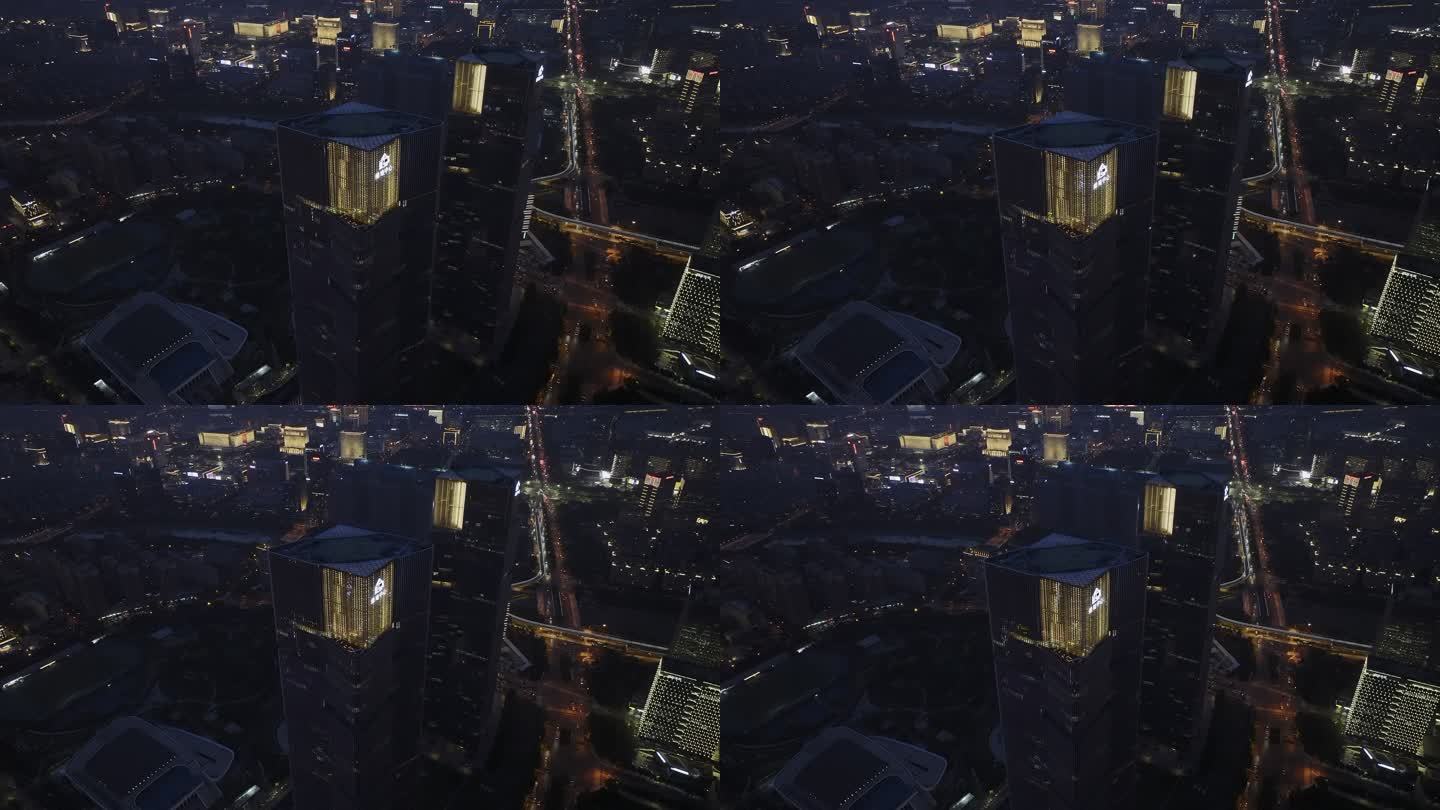 郑州东站摩天大楼城市天际线建筑夜景