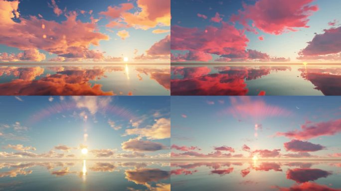 水面日落4K