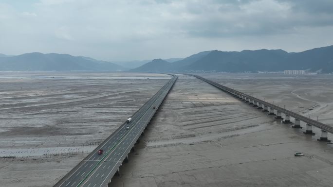 宁德滨海特大桥航拍跨海大桥沈海复线高速路