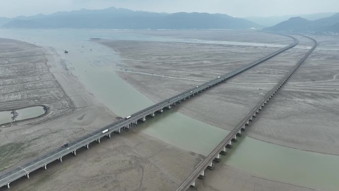 跨海大桥航拍宁德滨海特大桥沈海复线高速路