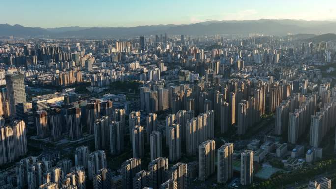 福州高视角航拍鸟瞰城市高楼地产天际线景观